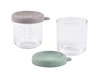 BEABA Zestaw pojemników słoiczków szklanych z zamknięciem 2 x 250 ml Sage green/Gazelle