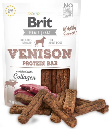 BRIT JERKY Snack VENISON Protein Bar Dziczyzna 200g