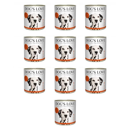 Zestaw 10x DOG'S LOVE Rind - wołowina z jabłkiem, szpinakiem i cukinią (800g)