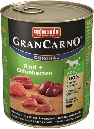 ANIMONDA Grancarno ADULT Wołowina Kacze Serca 800g