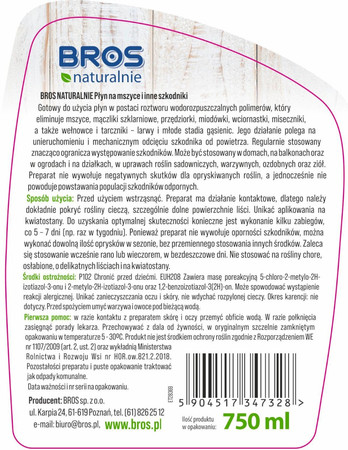 BROS NATURALNIE płyn na mszyce i inne szkodniki 750ml