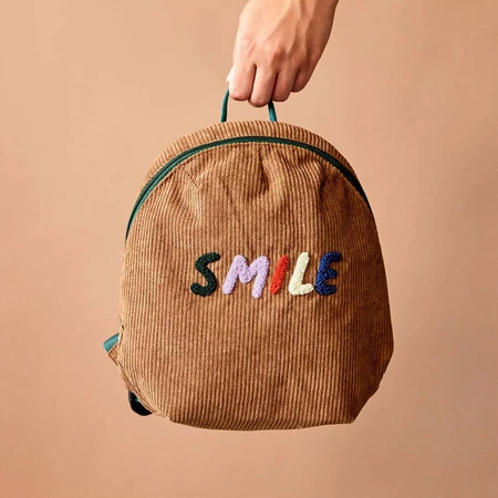 Lassig Plecak do przedszkola dla przedszkolaka sztruks Little Gang Smile caramel