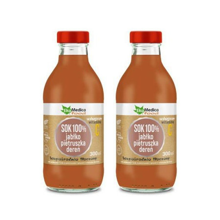 Zestaw: 2x EkaMedica Sok jabłko, pietruszka, dereń 300ml