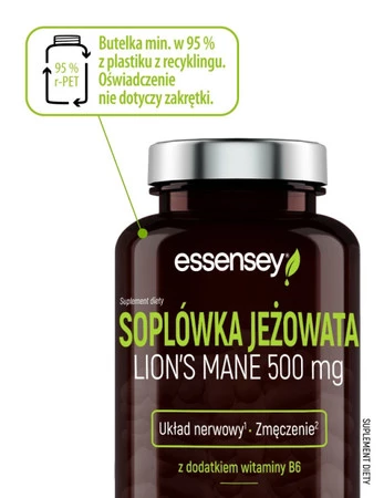 Essensey Soplówka Jeżowata + witamina B6 na wsparcie układu nerwowego 90 kaps.