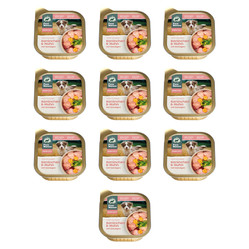 Zestaw 10x PURE NATURE DOG Junior Kaninchen Huhn - królik i kurczak z marchewką i algami dla szczeniąt (150g)