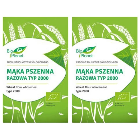 Zestaw 2x BIO PLANET Mąka pszenna razowa typ 2000 BIO 1kg