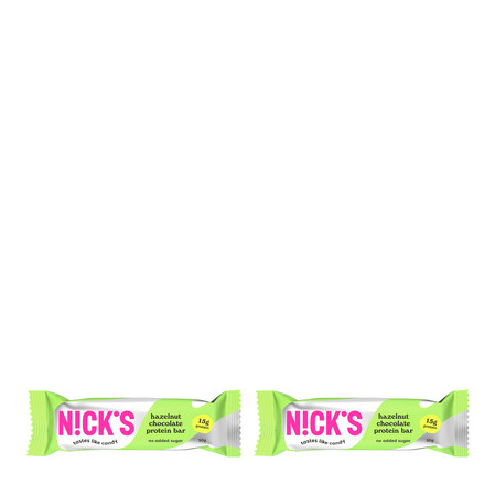 Zestaw: 2x N!CK'S Nicks Hazelnut Chocolate Protein Bar Baton orzechowy bez cukru 50g