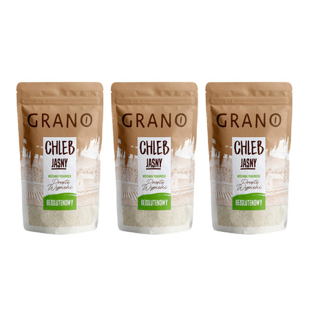 Zestaw: 3x Grano Mieszanka piekarnicza bezglutenowa Chleb jasny 500 g