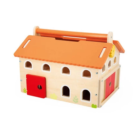 Janod Drewniana farma z otwieranym dachem i figurkami 2+