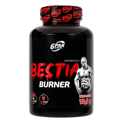 6PAK BESTIA BURNER spalacz tłuszczu 100 kaps