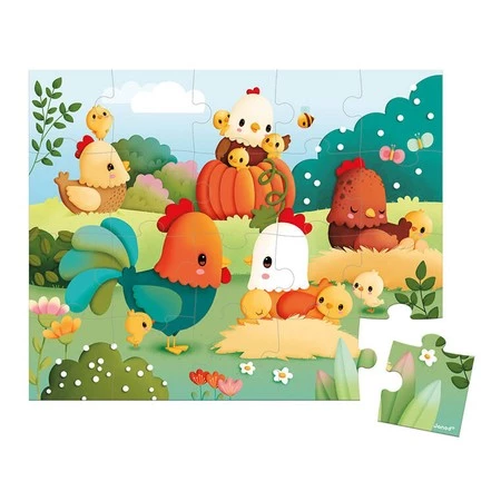 Janod Puzzle w walizce Witajcie na farmie 20 elementów 2+, Made in France