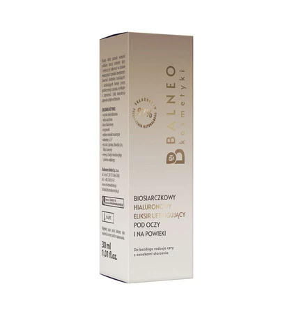 Balneokosmetyki - Biosiarczkowy hialuronowy eliksir liftingujący pod oczy i na powieki, 30ml