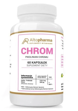 Altopharma Chrom Pikolinian Chromu 200 µg + Prebiotyk Vege 60 kaps.