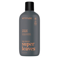 Attitude SUPER LEAVES MEN, Żel pod prysznic, dla mężczyzn - Paczula i bourbon, 415 ml