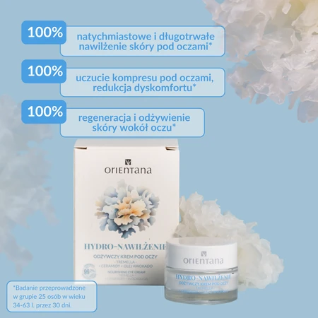 Orientana Hydro Nawilżenie Odżywczy Krem pod oczy Tremella Ceramidy Olej Awokado, 15ml