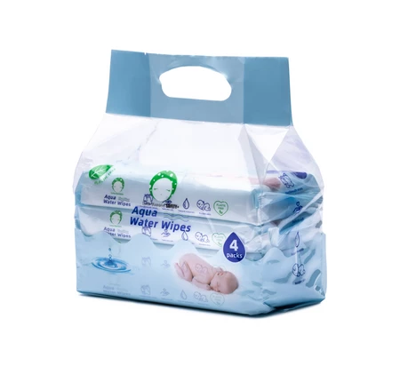 Luna Bambini, Chusteczki wodne Aqua Water Wipes, 4x50szt., miękkie zamknięcie