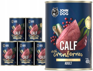 John Dog Berry Line Cielęcina z żurawiną -Karma mokra dla psa -6 x 400 g