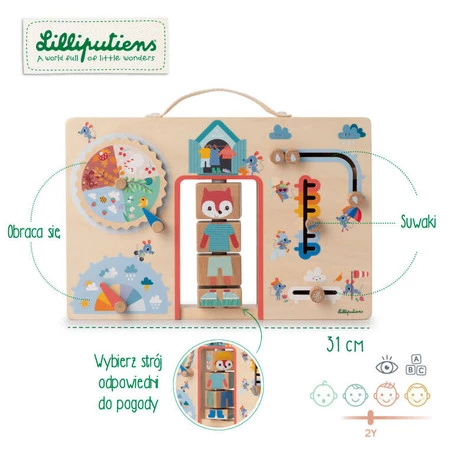 Lilliputiens Drewniana tablica manipulacyjna walizka