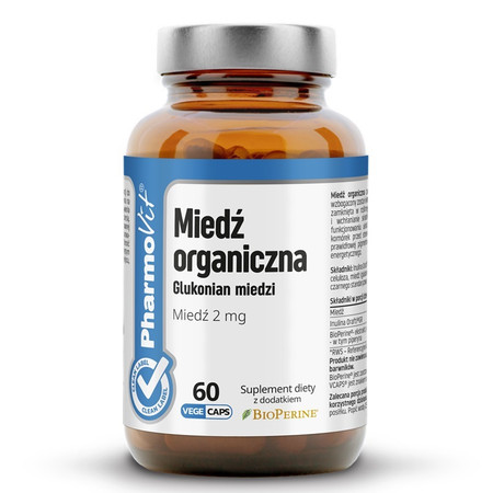 PHARMOVIT MIEDŹ ORGANICZNA (2 mg) BEZGLUTENOWA 60 KAPSUŁEK