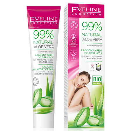 Eveline 99% Natural Aloe Vera Łagodny Krem do depilacji - skóra wrażliwa  125ml