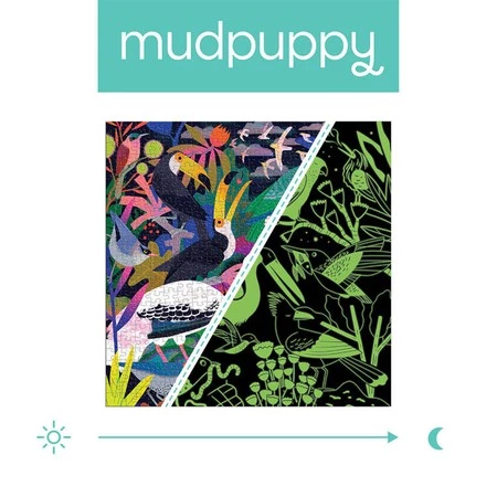 Mudpuppy Puzzle rodzinne świecące w ciemności Ptaki 500 elementów 8+