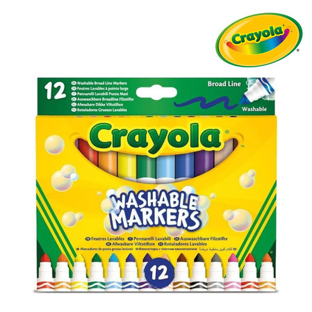 Crayola Flamastry stożkowe mazaki dla dzieci zmywalne 12szt.