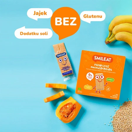 Smileat, BIO Chrupkie pieczywo z bananem i dynią, bez cukru 8m+, 60g