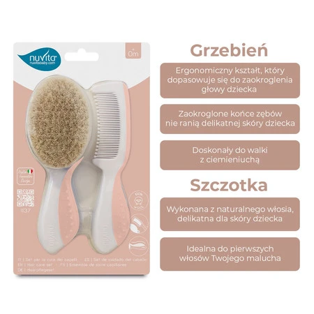 Nuvita, Zestaw dla dzieci: szczotka i grzebień, English Rose