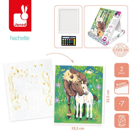 Janod Zestaw kreatywny Malowanie po numerach Konie 7+