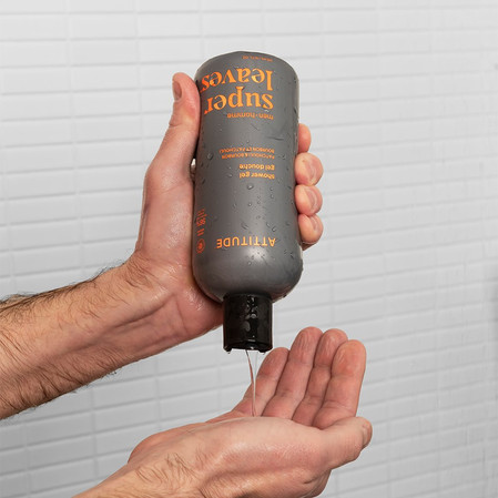Attitude SUPER LEAVES MEN, Żel pod prysznic, dla mężczyzn - Paczula i bourbon, 415 ml