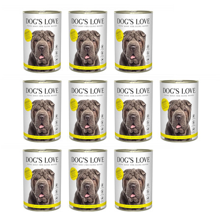 Zestaw 10x DOG'S LOVE Huhn - kurczak z gruszką, komosą ryżową i marchewką (400g)