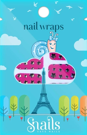 Snails, Naklejki na paznokcie, Nail Wrap  – Pink Stars, różowe gwiadzy
