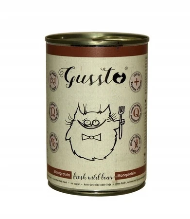Gussto Świeży Dzik - Mokra karma dla kota Monobiałkowa - 400g