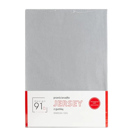 Prześcieradło z gumką, Jersey D91 90 x 200 x 25 cm, Jasnoszary