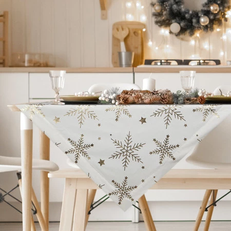 Obrus świąteczny dekoracyjny rozm.: 85 x 85 cm, kolor biało - złoty