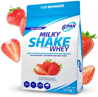 6PAK MILKY SHAKE WHEY odżywka białko WPC 700g smak truskawka