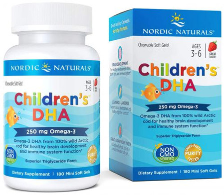 Nordic Naturals Children's DHA 250 mg kwasy tłuszczowe DHA 180 kaps.