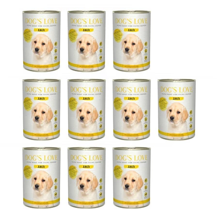 Zestaw 10x DOG'S LOVE Junior Geflügel - drób z cukinią i jabłkami dla szczeniąt (400g)
