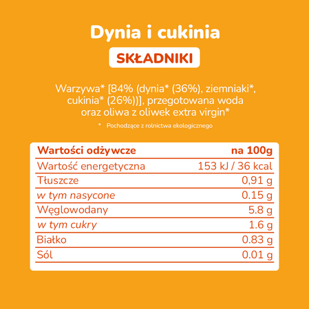 Smileat, BIO Słoiczek z dynią i cukinią 6m+, 230 g