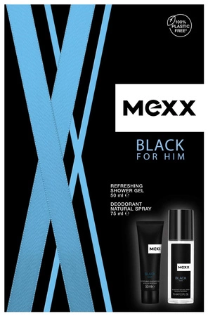 Mexx Zestaw prezentowy Black for Him (dezodorant atomizer 75ml + żel pod prysznic 50ml)