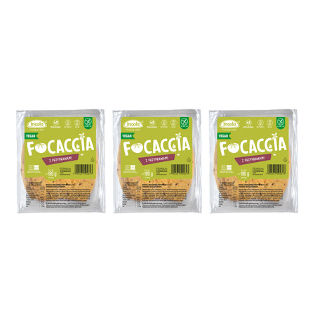 Zestaw: 3x BUŁKI FOCACCIA Z PRZYPRAWAMI BEZGLUTENOWE (3 szt.) 180 g - INCOLA
