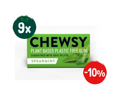 Zestaw: 9x Chewsy − Guma do żucia miętowa z ksylitolem − 15 g