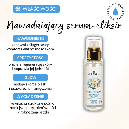 Orientana Hydro Nawilżenie Nawadniające Serum Eliksir Tremella Egzosomy Kwas Mlekowy, 30ml