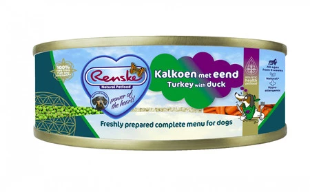Zestaw 10x Renske Turkey with duck – świeży indyk z kaczką dla psów (95g)