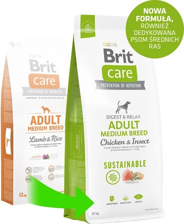 Brit Care Dog Sustainable Adult Medium Breed Chicken Insect 1kg