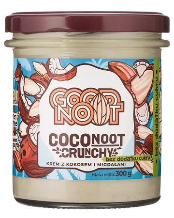 GOOD NOOT KREM MIGDAŁOWO - KOKOSOWY CRUNCHY BEZ DODATKU CUKRÓW BEZGLUTENOWY 300 g