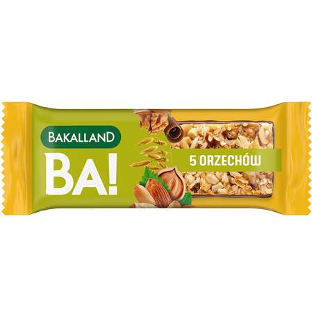 Zestaw: 10x Bakalland BA! Baton zbożowy 5 orzechów 40g