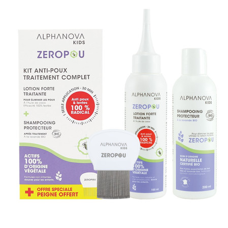 Alphanova Kids, ZEROPOU, Kompletny zestaw przeciw wszom z grzebieniem, Balsam i Szampon