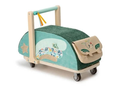 LILLIPUTIENS Drewniany jeździk 2 w 1 z miękkim siedziskiem i torebką Smok Joe 12 m+