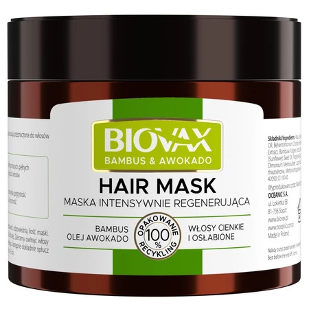 Lbiotica – BIOVAX, maska bambus awokado – 250 ml